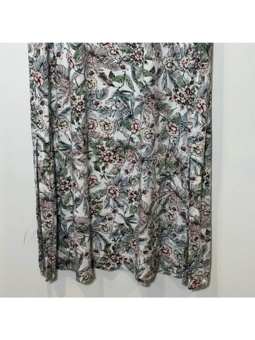 J Jill Wearever L Maxi Dress Slit Hawaiian Floral Bird Sleeveless Stretch Beachy - Picture 5 of 9